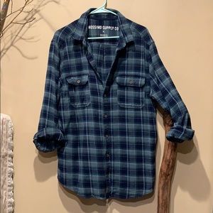 Men’s Blue Green Plaid Flannel